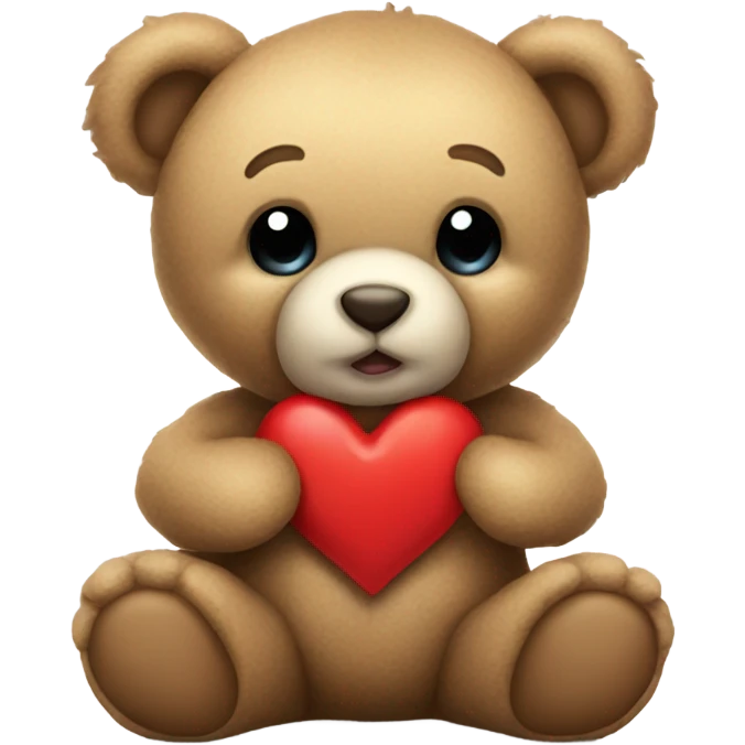 Teddy bear holding heart wearing a ribbon tied into a bow emoji