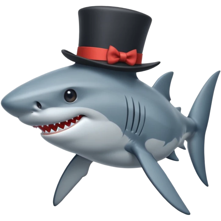 Shark with a top hat emoji