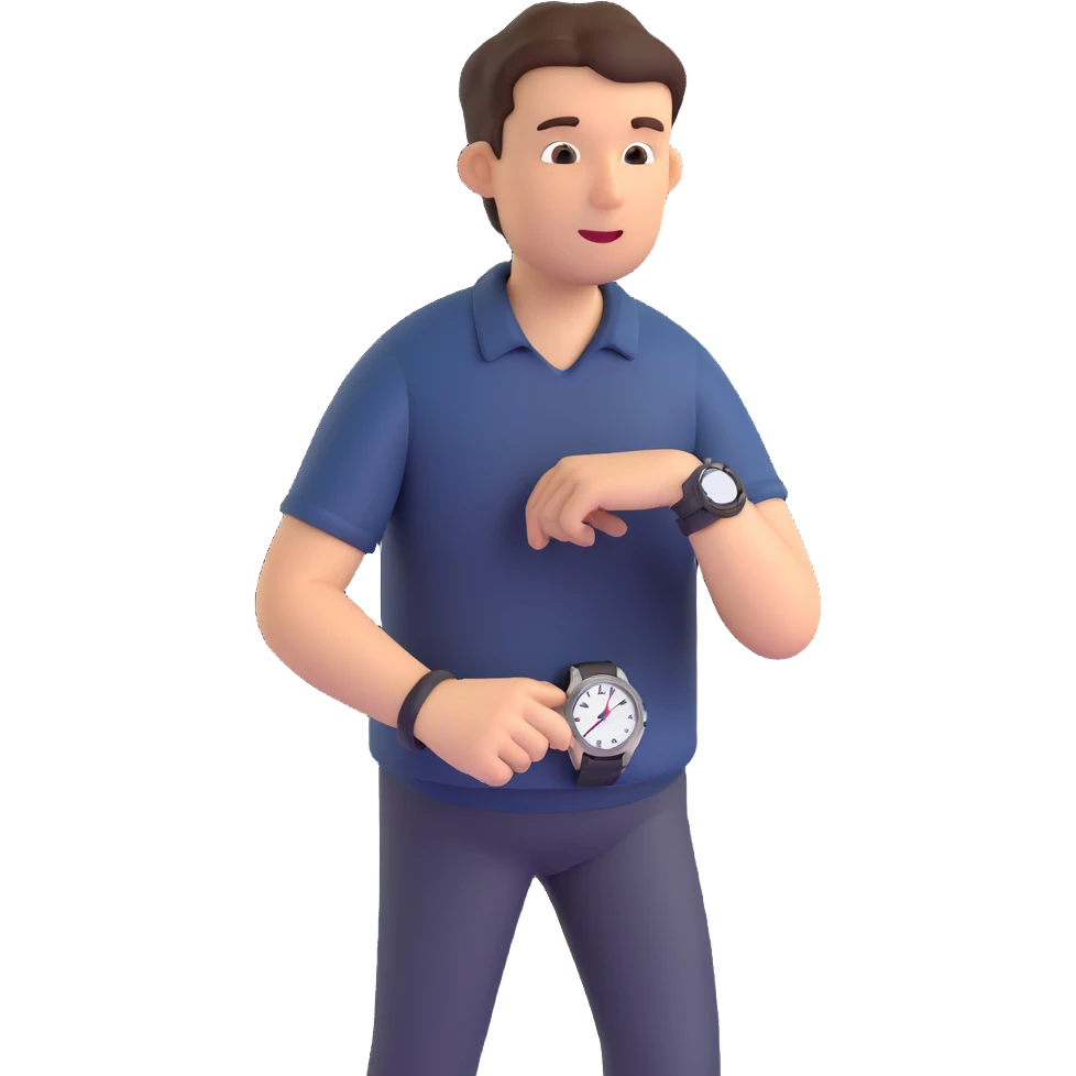 Worried person checking the time on their watch in a hurry. emoji