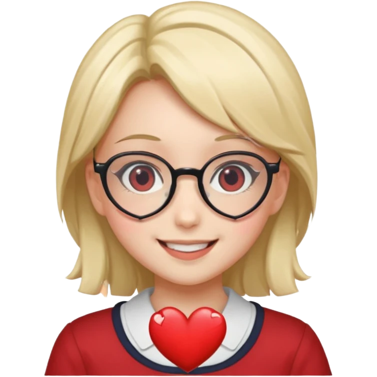 Girl with anime glasses showing heart emoji