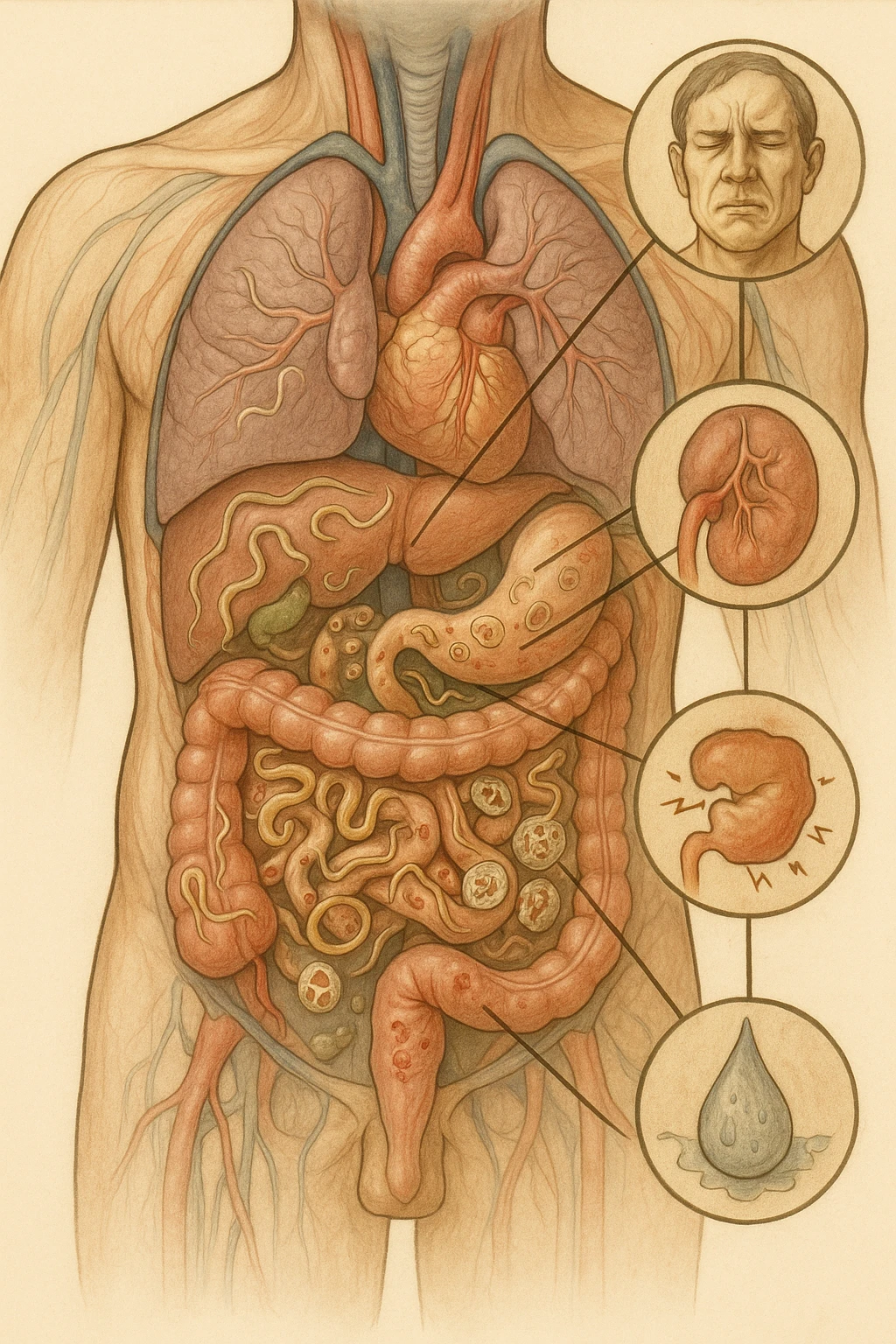 Parassiti all'interno dell'intestino che alterano tutto del corpo umano emoji