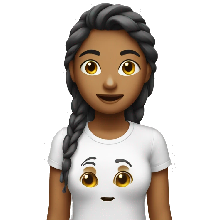 Girl wearing tshirt that says JULINO emoji
