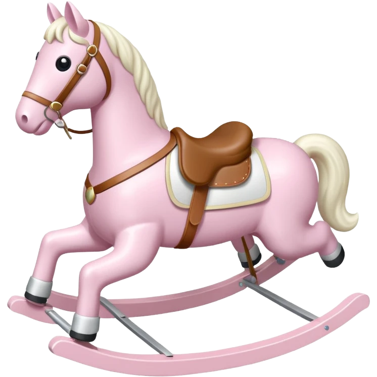 Light pink rocking horse toy for kids with a white saddle  emoji