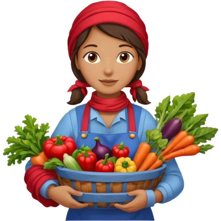 Farmer woman – Apron, scarf, basket of vegetables


 emoji