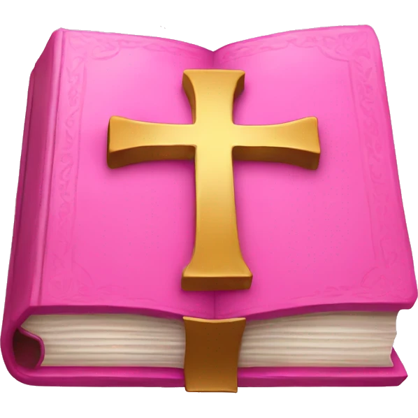 Pink Bible with cross on it emoji