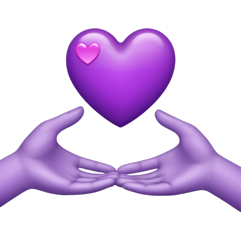 Purple heart with two white hands emoji