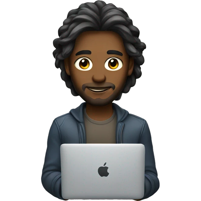 developer with long hair and a macbook emoji