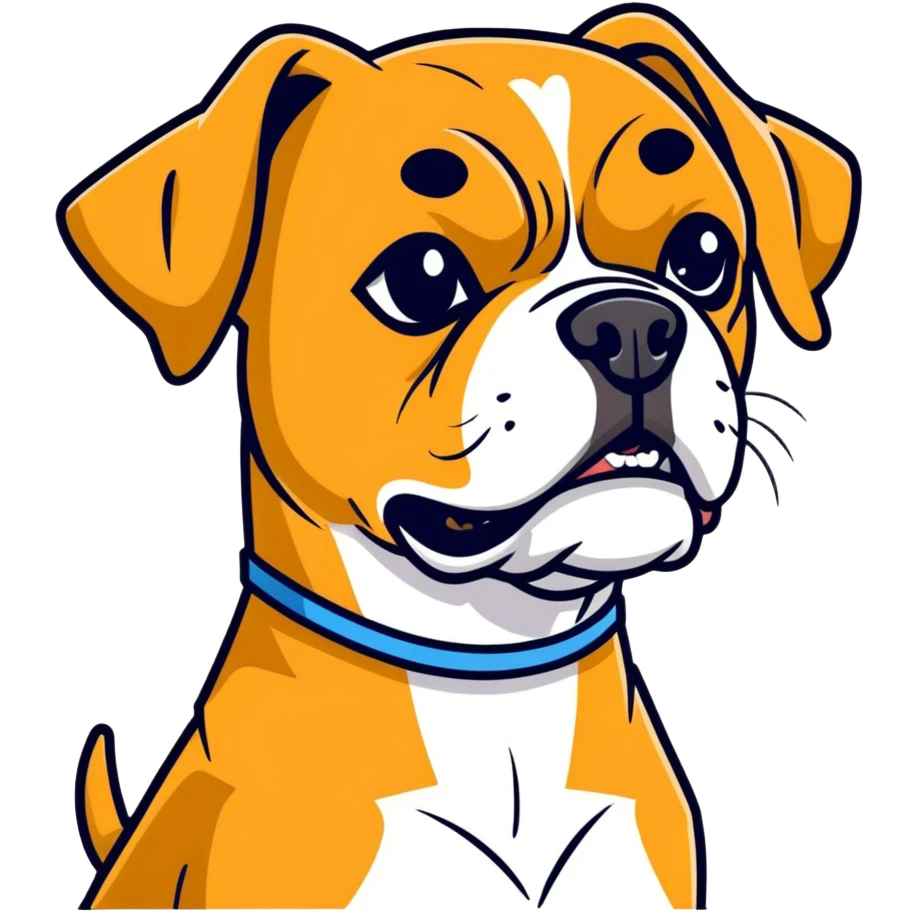 Blonde boxer, middle-aged dog with a slot underbite emoji