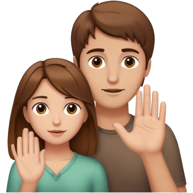 Brown hair Guy hand on brown hair girls head emoji