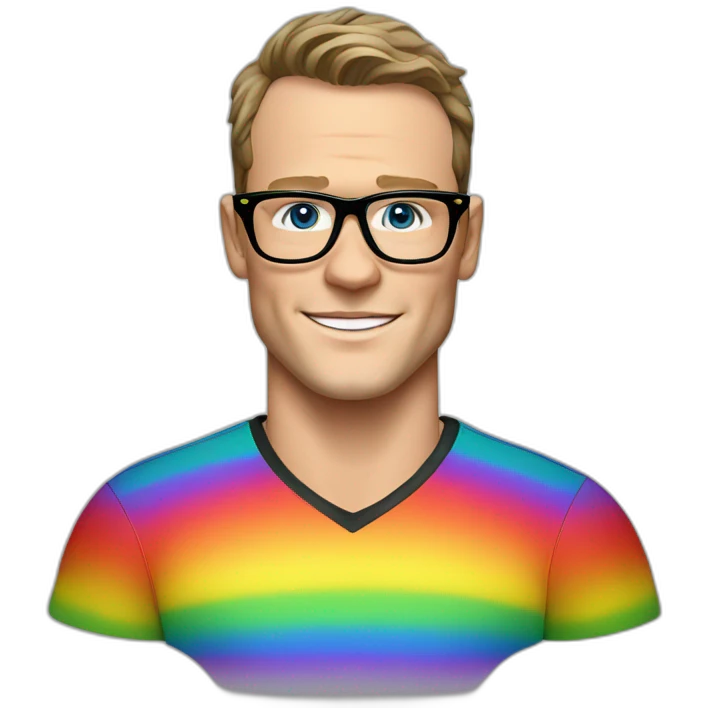 Jonathan Toews wearing glasses and rainbow clothes emoji