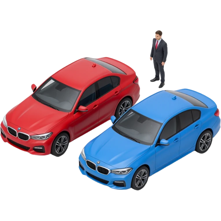 person Comparing two carsred and blue car being compared emoji