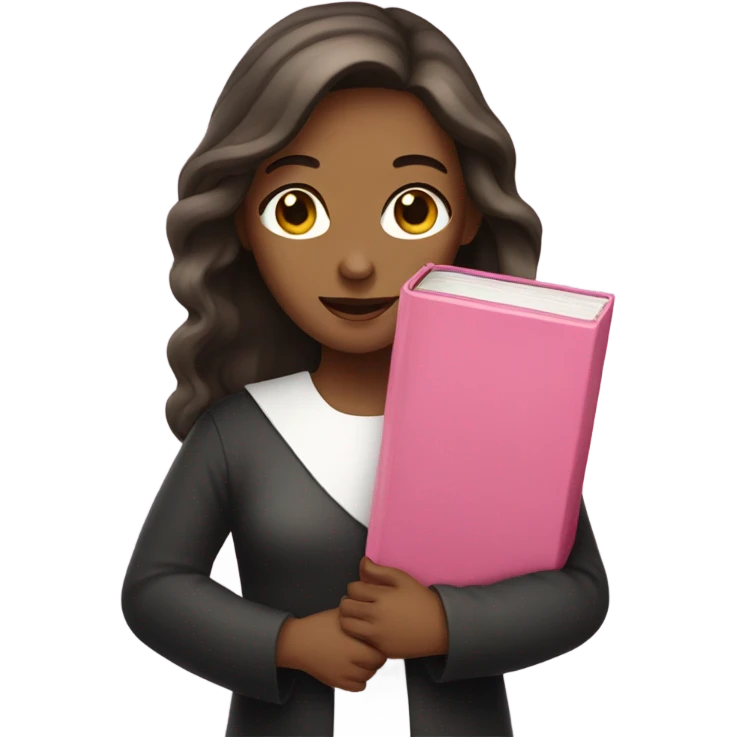 Woman holding a pink bible with cross emoji