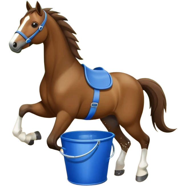 Horse kicking a blue bucket with both back legs emoji