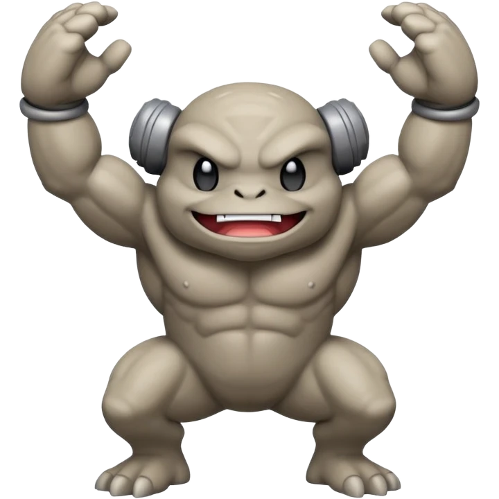 Geodude Pokémon, round rocky body with arms, winking emoji