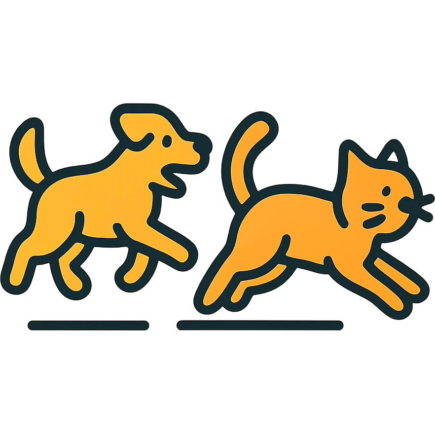 dog chasing cat emoji