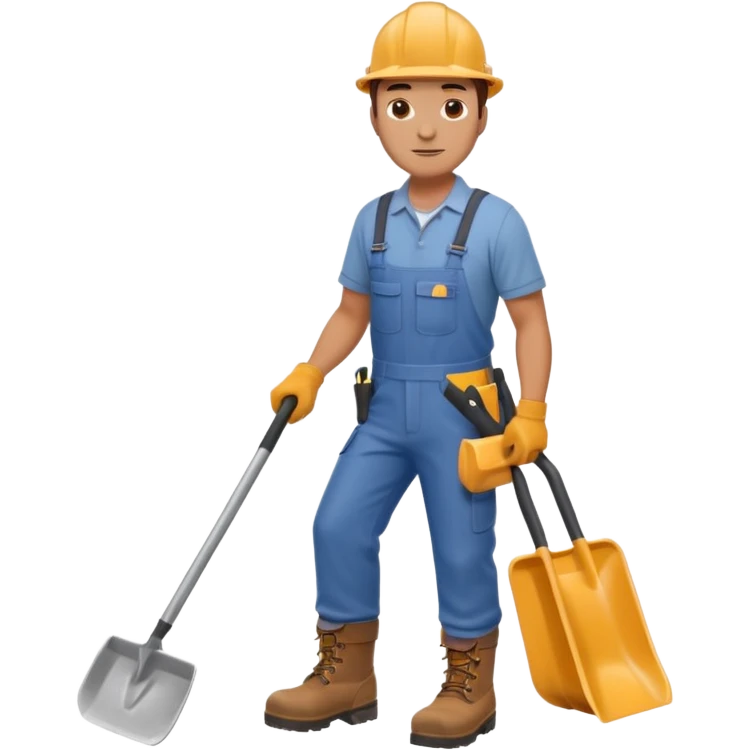 Landscaping company worker, shoveling, full body emoji