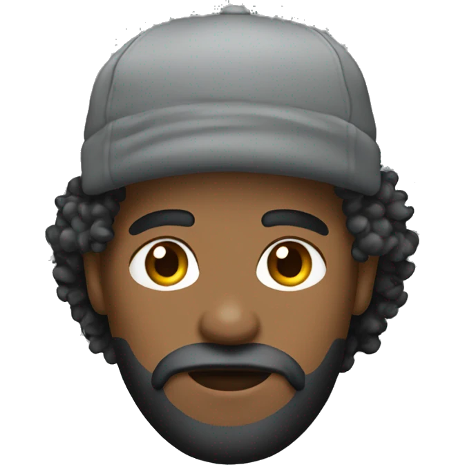 Fluffyhair youg guy with gray cap and black tshirt emoji