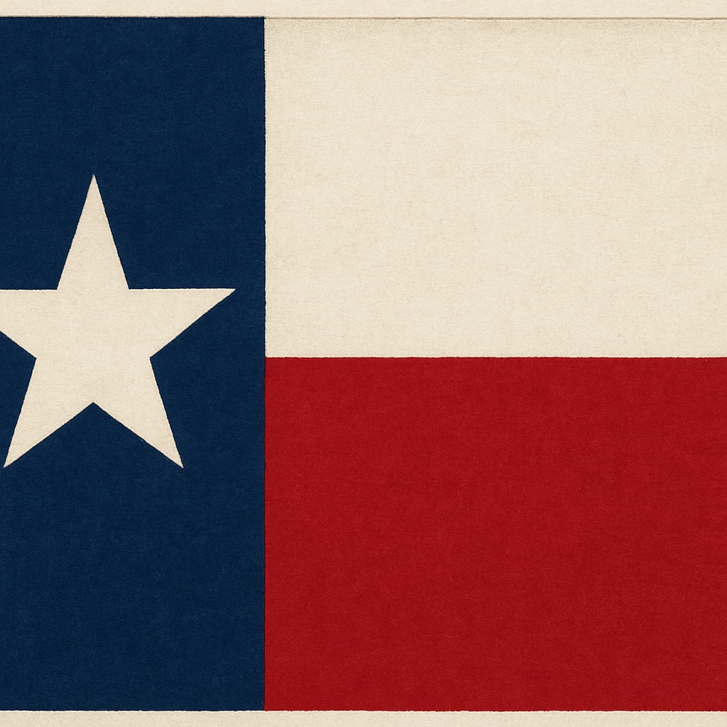 Texas state flag, rectangular shape, blue vertical stripe with white star on the left, horizontal white and red stripes on the right emoji