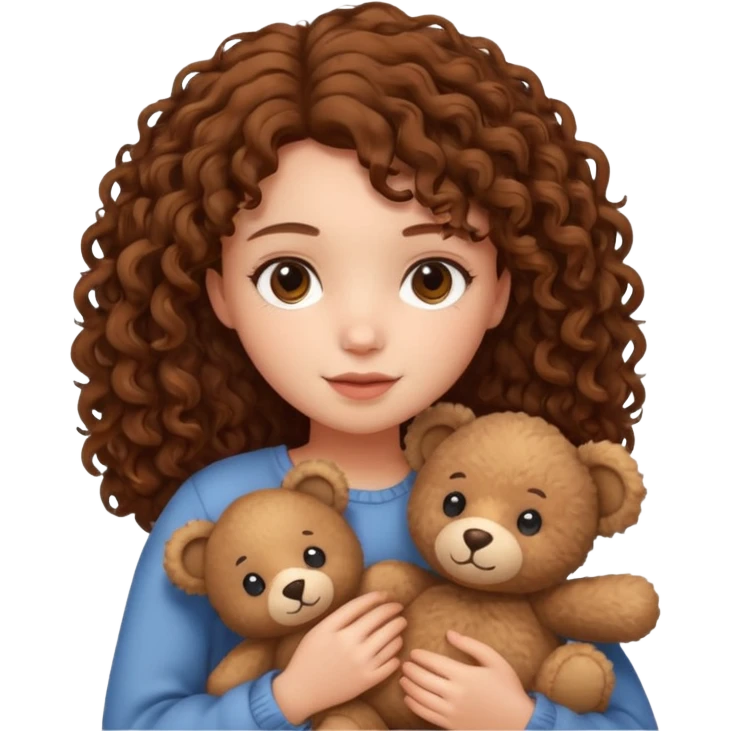 curly hair girl with bear  emoji