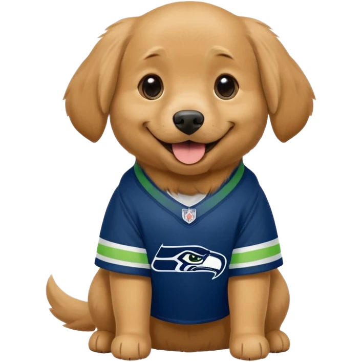 Brown tan dog with Seattle Seahawks gear emoji