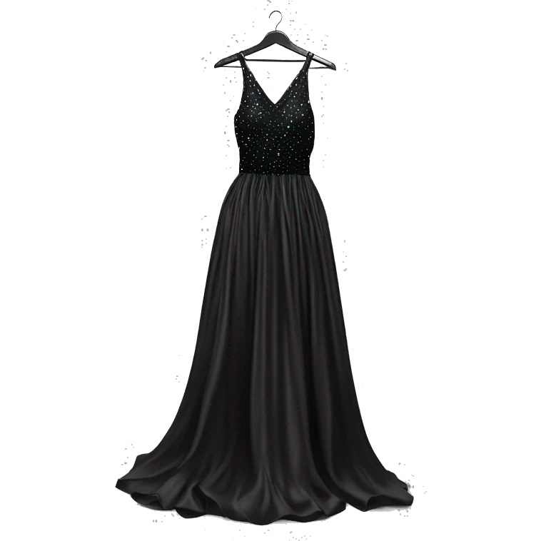 Extravagant maxi sparkling silk dress in black colour on hanger emoji