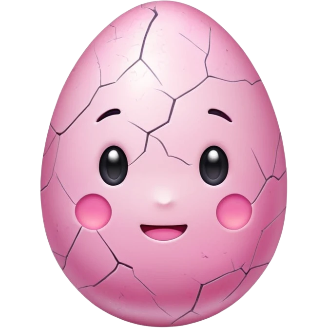 cute pink cracked egg emoji, glowing cracks, kawaii style, soft pastel colors, transparent background, twitch emote emoji