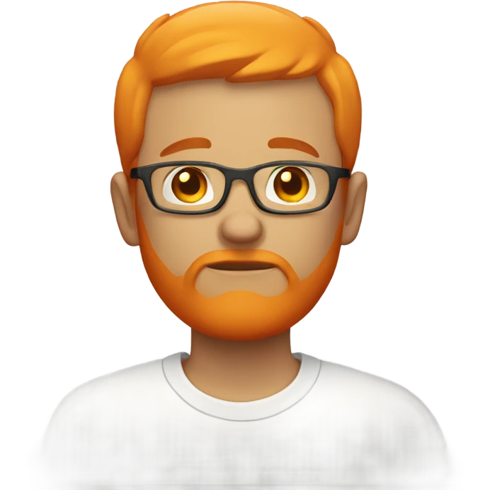 white man with orange beard and short orange hair as he praying and with orange glasses on emoji