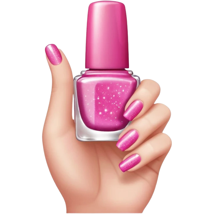 thumbs up with pink nail polish and sparkles, girly and motivating emoji emoji