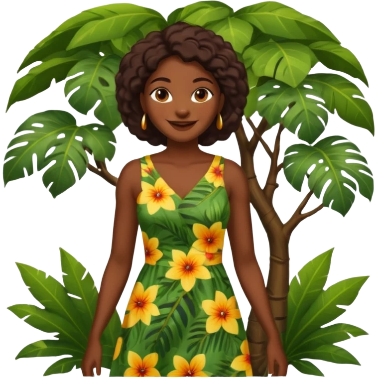 an ola woman with jungle tree emoji