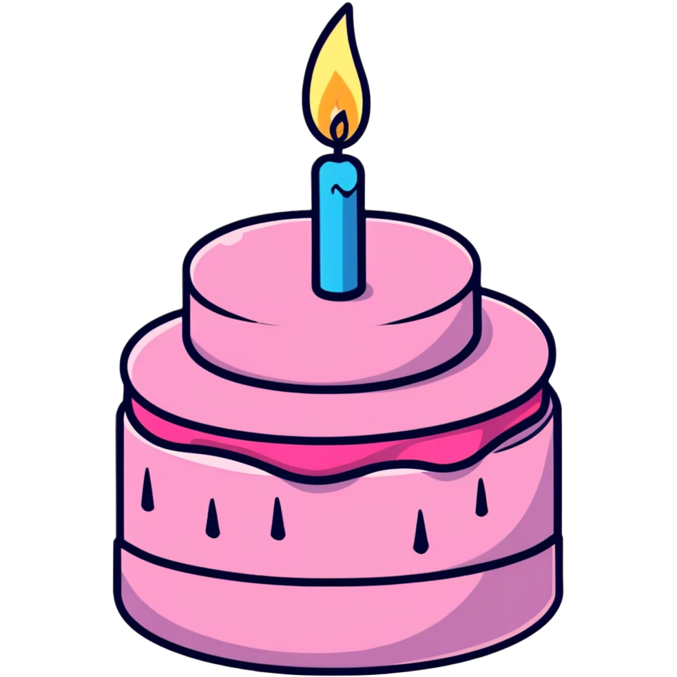 pink birthday cake with 18 candle on it emoji
