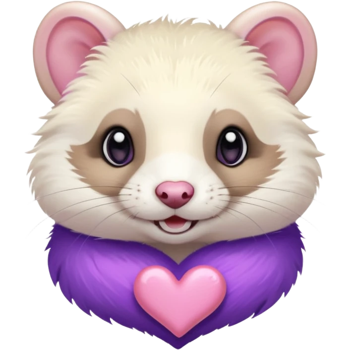 coquette ferret with a purple heart, playful and charming emoji