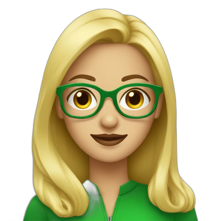 Mujer rubia con ojos verdes y gafas doradas emoji