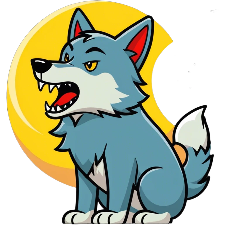 A big wolf howling at a heart shaped moon because it’s in love with the heart shaped moon, but the wolf doesn’t look friendly emoji