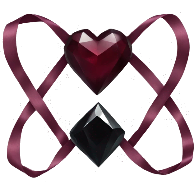 crystal black heart wrapped in a burgundy bow emoji