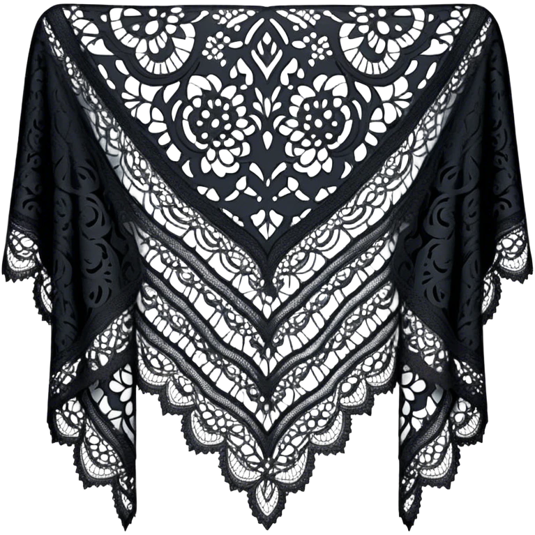 A black lace shawl with an elegant and delicate design emoji