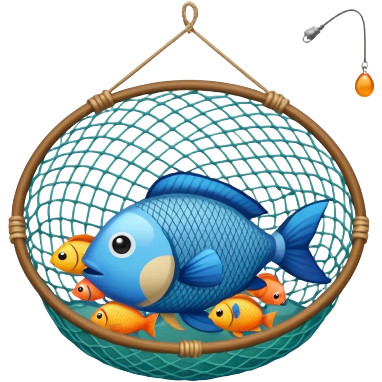 a fishing net filled with tropical fish
 emoji