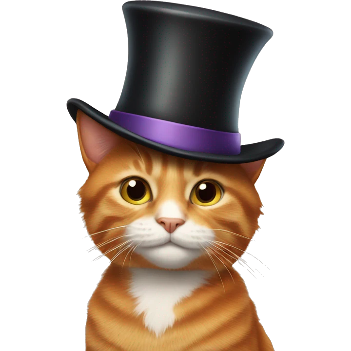 Ginger cat with top hat emoji
