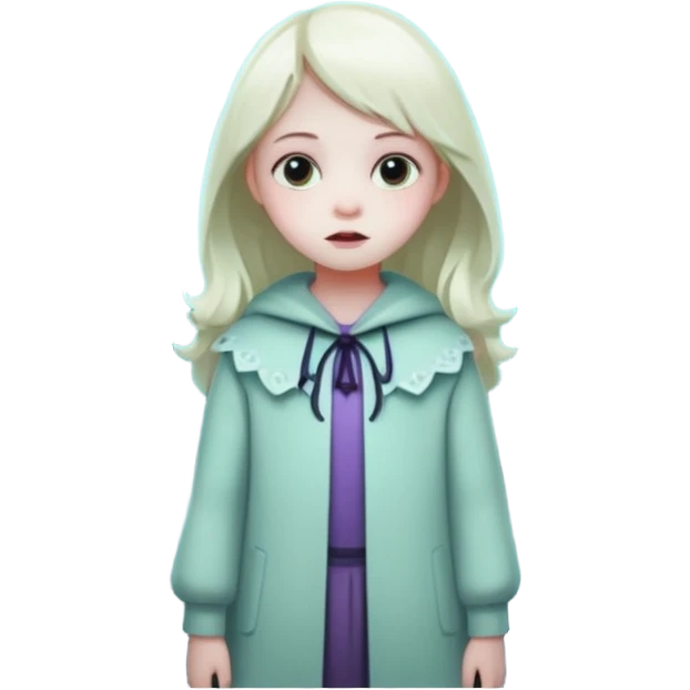 створи емоджі для казки на тему Таємниця зниклих голосів жанр жахастики щось цікавіше більш загадкове створи маленьку дівчинку в лісі з привидами emoji