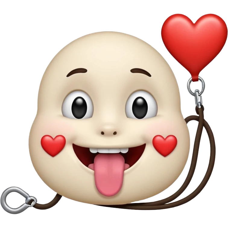 IOS heart eyes face with tongue out on leash emoji