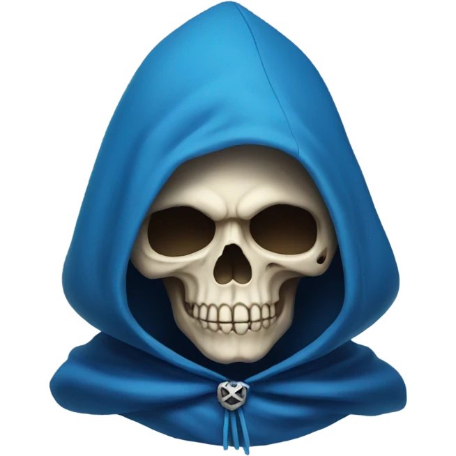 skull wearing blue hood and cloak emoji