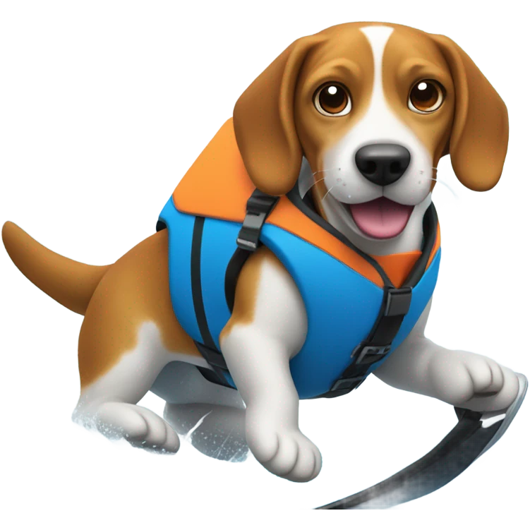 Beagle on water skis  emoji