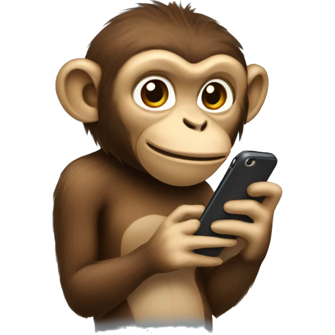 female monkey using a phone emoji