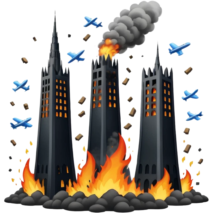 İkiz kulelere uçak çarpıyor emoji