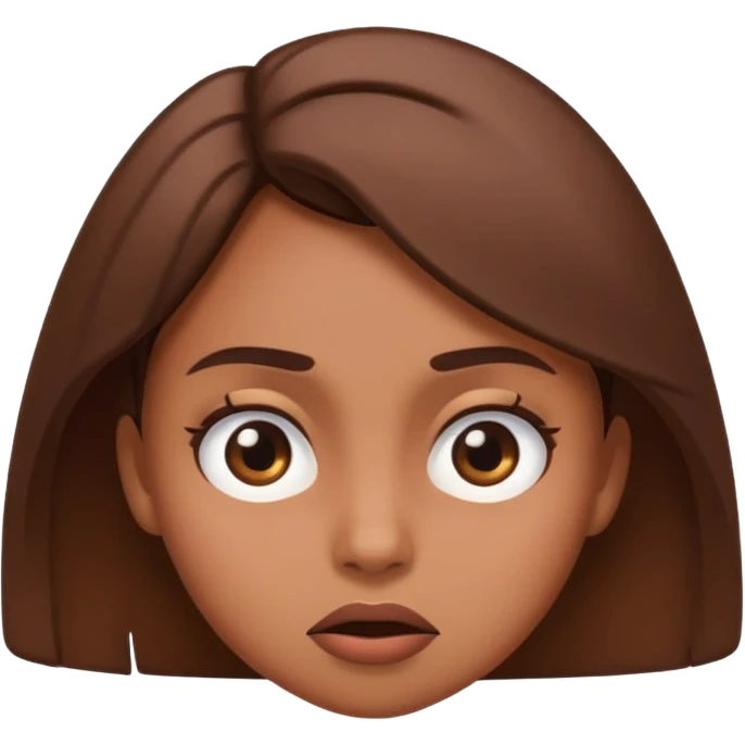 brown-skinned girl emoji rolling her eyes, expressive face, slightly tilted head, annoyed or unimpressed expression, simple and clear cartoon style emoji