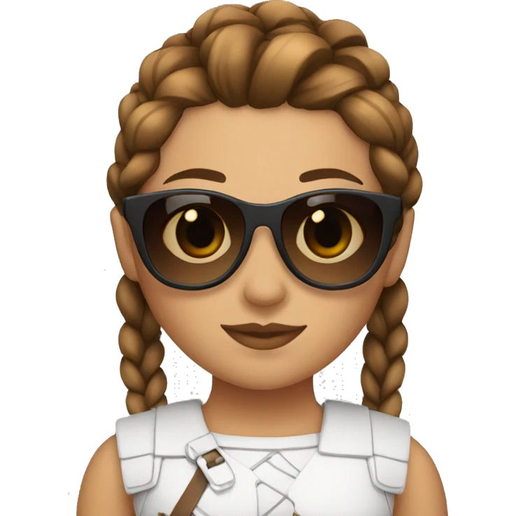 Valkyrie with French braids, brown hair and sunglasses emoji