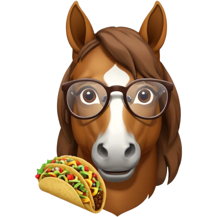 horse holding taco with glasses emoji