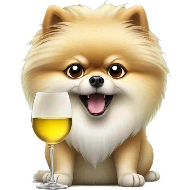 angry pomeranian with white wine in paw emoji