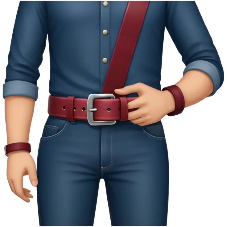 burgundy belt in man’s hand emoji