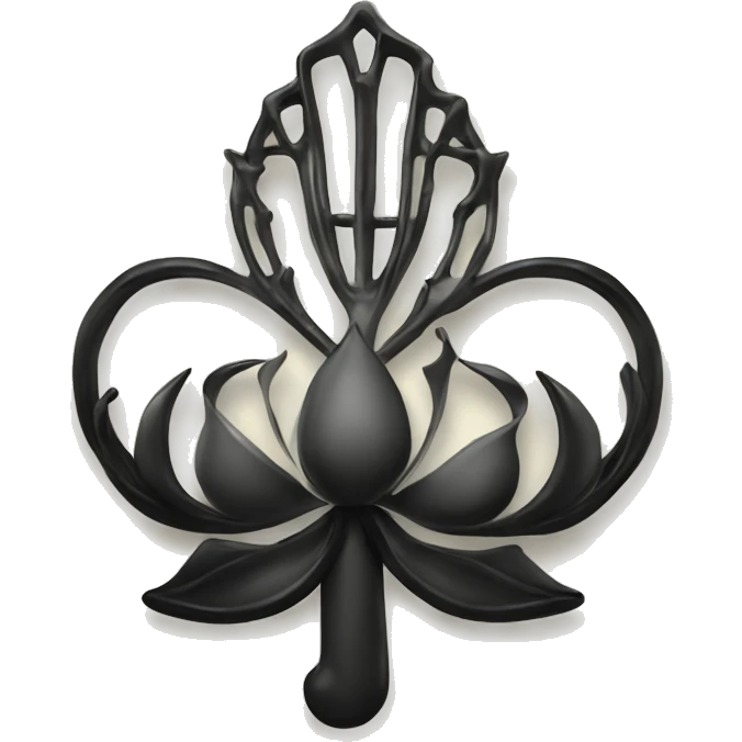 open lotus flower ontop of a skeleton key black emoji