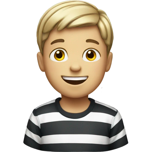 smiling boy in striped shirt emoji